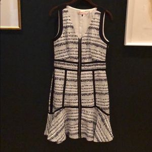 Black and white metallic tweed dress.